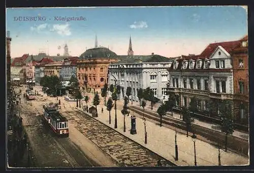 AK Duisburg, Königstrasse mit Strassenbahn