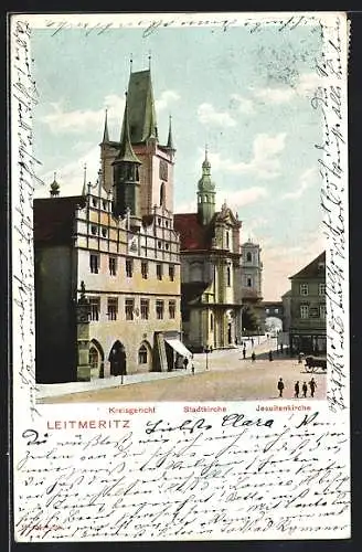 AK Leitmeritz, Kreisgericht, Stadtkirche, Jesuitenkirche
