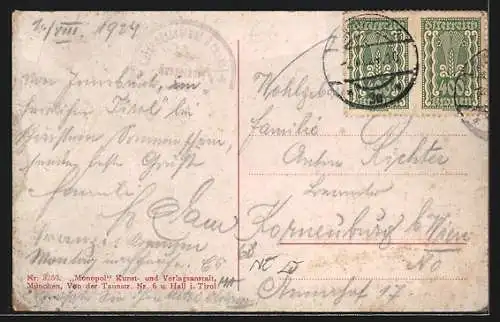 AK Innsbruck, Strassenbahn in der Maria Theresienstrasse