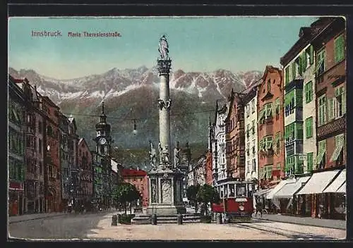 AK Innsbruck, Maria Theresienstrasse, Strassenbahn