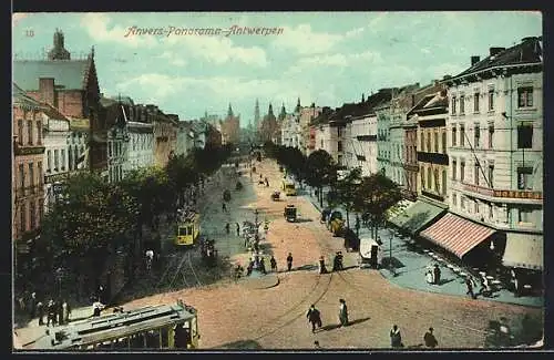 AK Anvers, Strassenleben mit Strassenbahn & Hotel