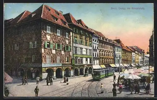AK Graz, Luegg am Hauptplatz, Strassenbahn