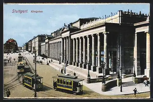 AK Stuttgart, Königsbau mit Strassenbahn