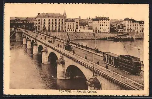 AK Roanne, Pont du Coteau, Strassenbahn