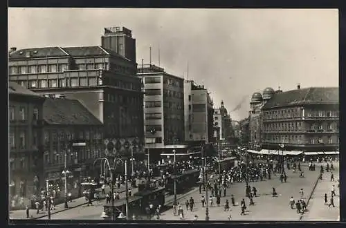 AK Zagreb, Trg Republike, Strassenbahn