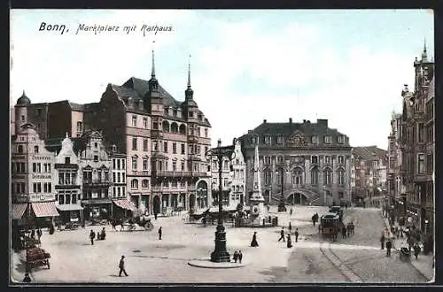 AK Bonn, Marktplatz mit Rathaus