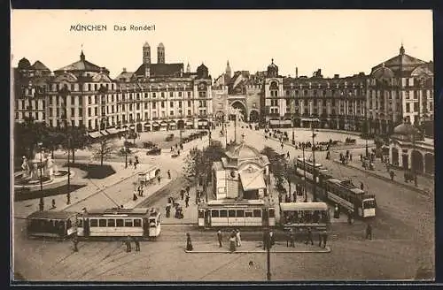 AK München, Das Rondell mit Strassenbahn