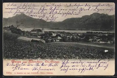 AK Mondsee /Ob.-Oesterr., Ortsansicht gegen das Wasser