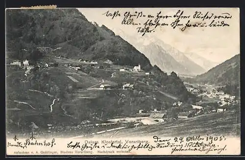 AK Dalaas /Klostertal, Ortsansicht aus der Vogelschau