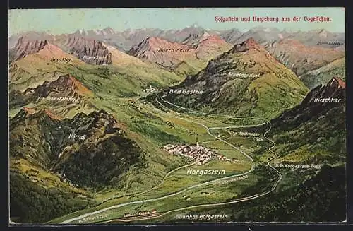 AK Hofgastein, Landkarte mit Umgebung aus der Vogelschau