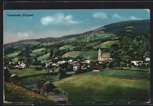 AK Taxenbach /Pinzgau, Ortsansicht mit Kirche
