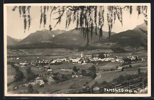 AK Tamsweg, Ortsansicht mit Kirche gegen die Berge