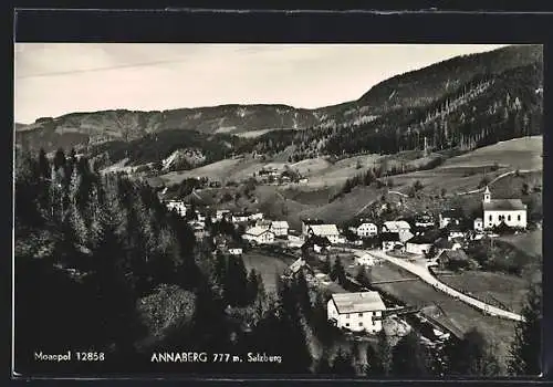 AK Annaberg /Salzburg, Ortsansicht mit Wäldern aus der Vogelschau