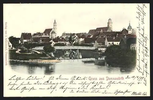AK Donauwörth, Ortsansicht vom Fluss aus
