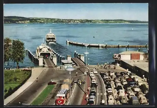 AK Konstanz-Staad am Bodensee, Fährhafen mit Blick auf Meersburg