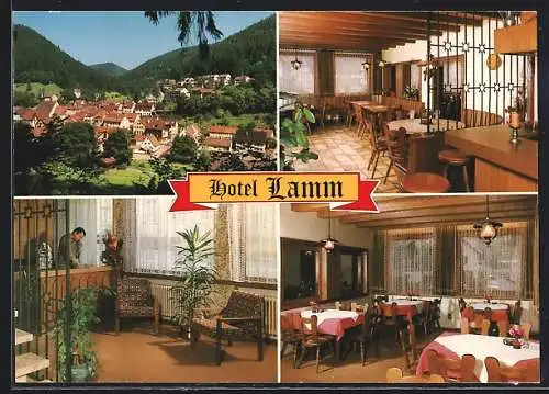 AK Bad Teinach-Zavelstein, Das Hotel-Restaurant Lamm mit Speisezimmern und Rezeption