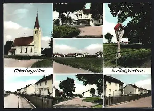 AK Otterfing /Obb., Die Kirche, Wegkreuz, Strassenpartie, Restaurant