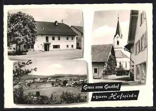 AK Tiefenbach über Passau, Der Gasthof zum Hofwirt v. Maria Neumeier, die Kirche, Gesamtansicht