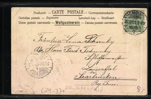 Passepartout-Lithographie Hamburg-Neustadt, Jungfernstieg mit Booten, Wappen