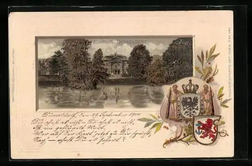 Passepartout-Lithographie Düsseldorf, Kunsthalle am Wasser, Wappen