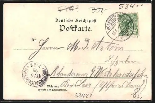 Lithographie Rolandseck, Ruine Drachenfels, Drachenburg, Aussicht vom Rolandsbogen