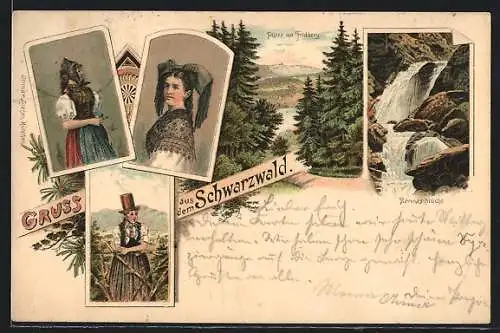 AK Schwarzwald, Ravenaschlucht, Titisee, Frauen in Schwarzwälder Tracht