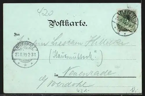 Lithographie Elberfeld, Reformierte Kirche, Theater, Ortsansicht