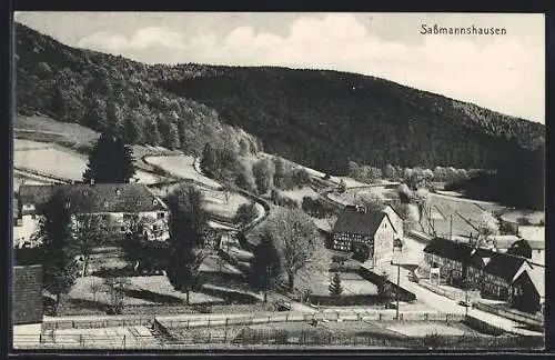 AK Sassmannshausen, Teilansicht der Ortschaft