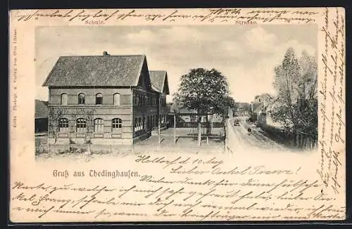 AK Thedinghausen, Strassenpartie mit Schule