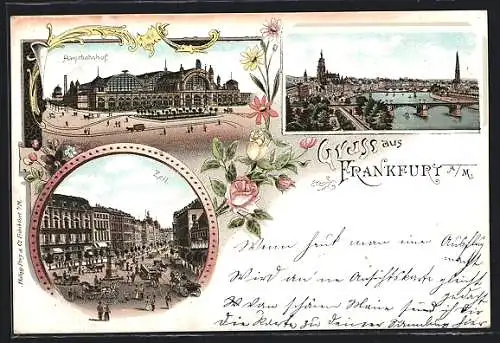 AK Frankfurt a. M., Hauptbahnhof, Teilansicht, Partie auf der Zeil