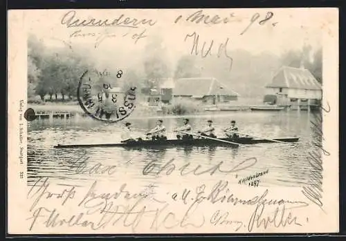 AK Vierer Ruderboot mit Steuermann