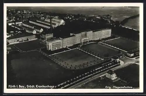 AK Fürth i. Bay., Fliegeraufnahme vom städt. Krankenhaus