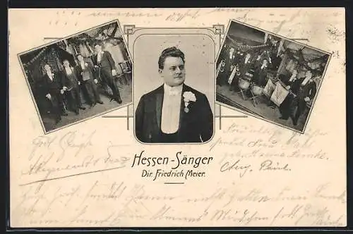 AK Hannover, Hessen-Sänger Dir. Friedrich Meier, Musiker mit Posaune und Trompeten