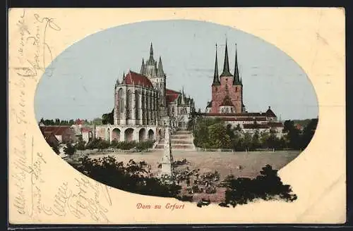 AK Erfurt, Ortsansicht mit Dom