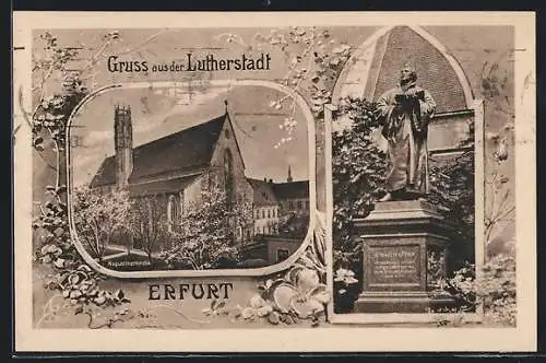 AK Erfurt, Augustinerkirche, Luther-Denkmal, 400 jährige Lutherfeier