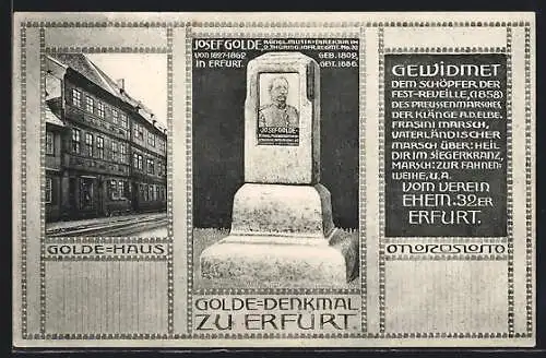 AK Erfurt, Golde-Denkmal und Golde-Haus