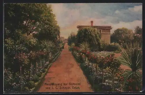 AK Erfurt, Hauptgang zur Gärtnerei von J. C. Schmidt