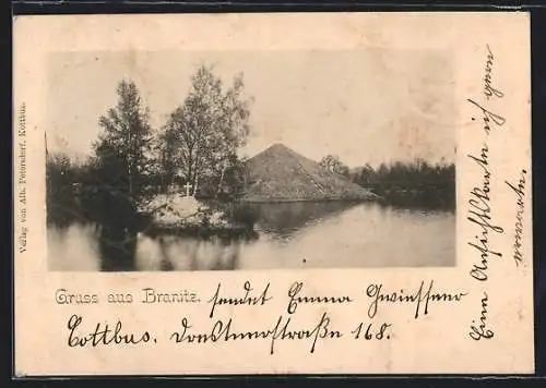 AK Branitz, Schlosspark-Pyramide und Grabeskreuz