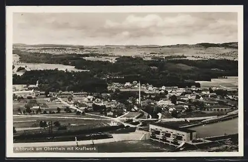 AK Albbruck, Flusspartie am Oberrhein mit Kraftwerk