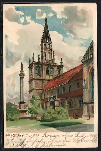 Künstler-Lithographie Zeno Diemer: Konstanz, Münster