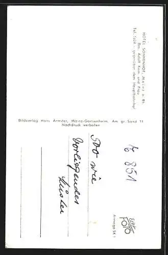 AK Mainz a. Rhein, Hotel Sonnenhof
