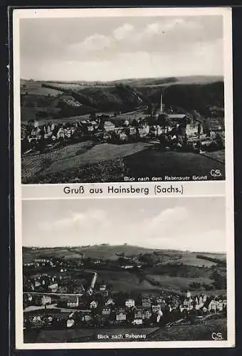 AK Hainsberg, Blick nach dem Rabenauer Grund, Blick nach Rabenau