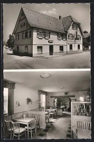 AK Lützenhardt /Schwarzwald, Café-Pension Schmid, Innenansicht vom Speiseraum