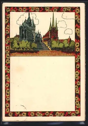 Künstler-AK Erfurt, 1. Bezirksjugendtreffen 1929, Der Dom