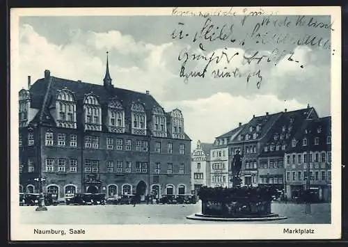 AK Naumburg /Saale, Marktplatz mit Denkmal