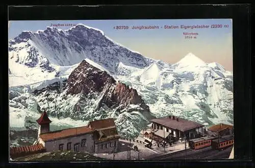 AK Eigergletscher, Jungfraubahn am Bahnhof