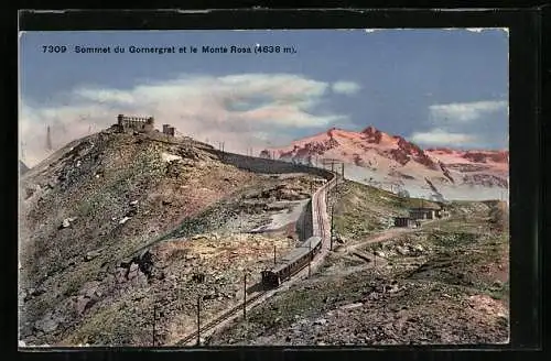 AK Sommet du Gornergrat et le Monte Rosa, chemin de fer