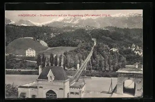 AK Innsbruck, Drahtseilbahn auf die Hungerburg (Mariabrunn)