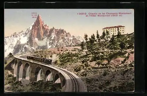 AK Chamonix-Montanvert, Bergbahn auf der Strecke zum Hotel Montanvert