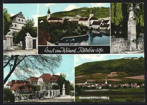 AK Rödelsee /Ufr., Winzergenossenschaft, Kriegerdenkmal, Schloss Schwanberg
